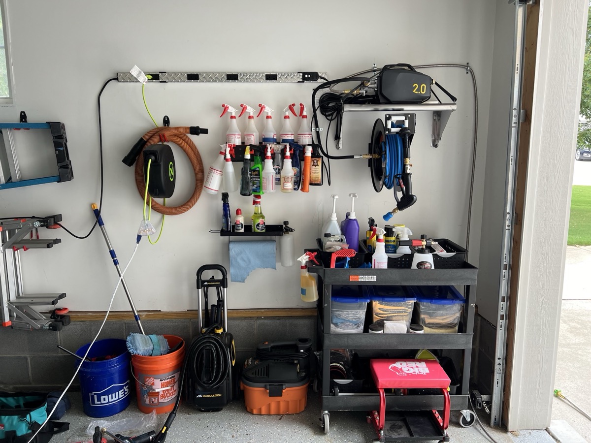 Professional wash bay setup with equipment